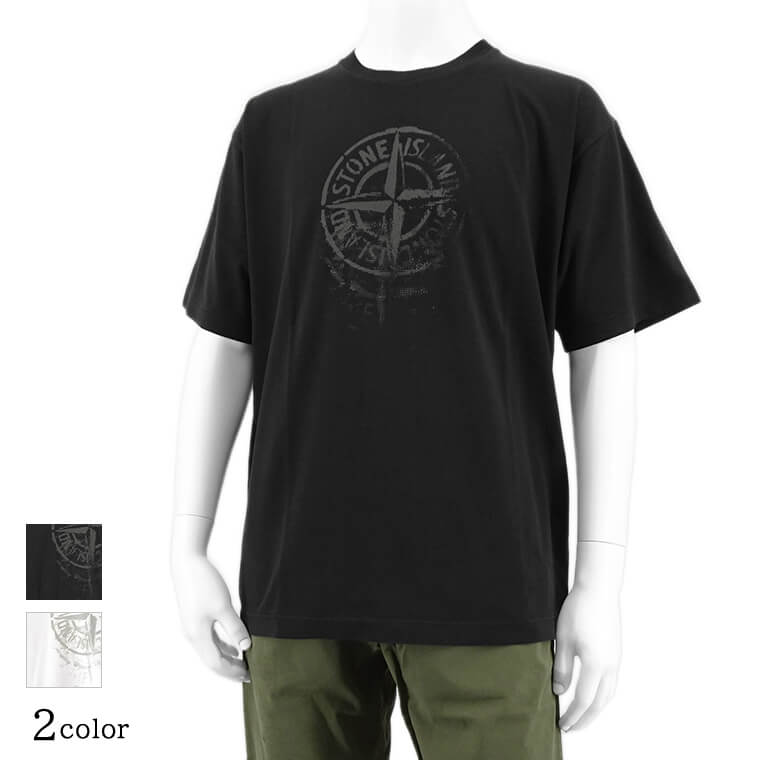 ストーンアイランド STONE ISLAND メンズ Tシャツ ブラック ホワイト