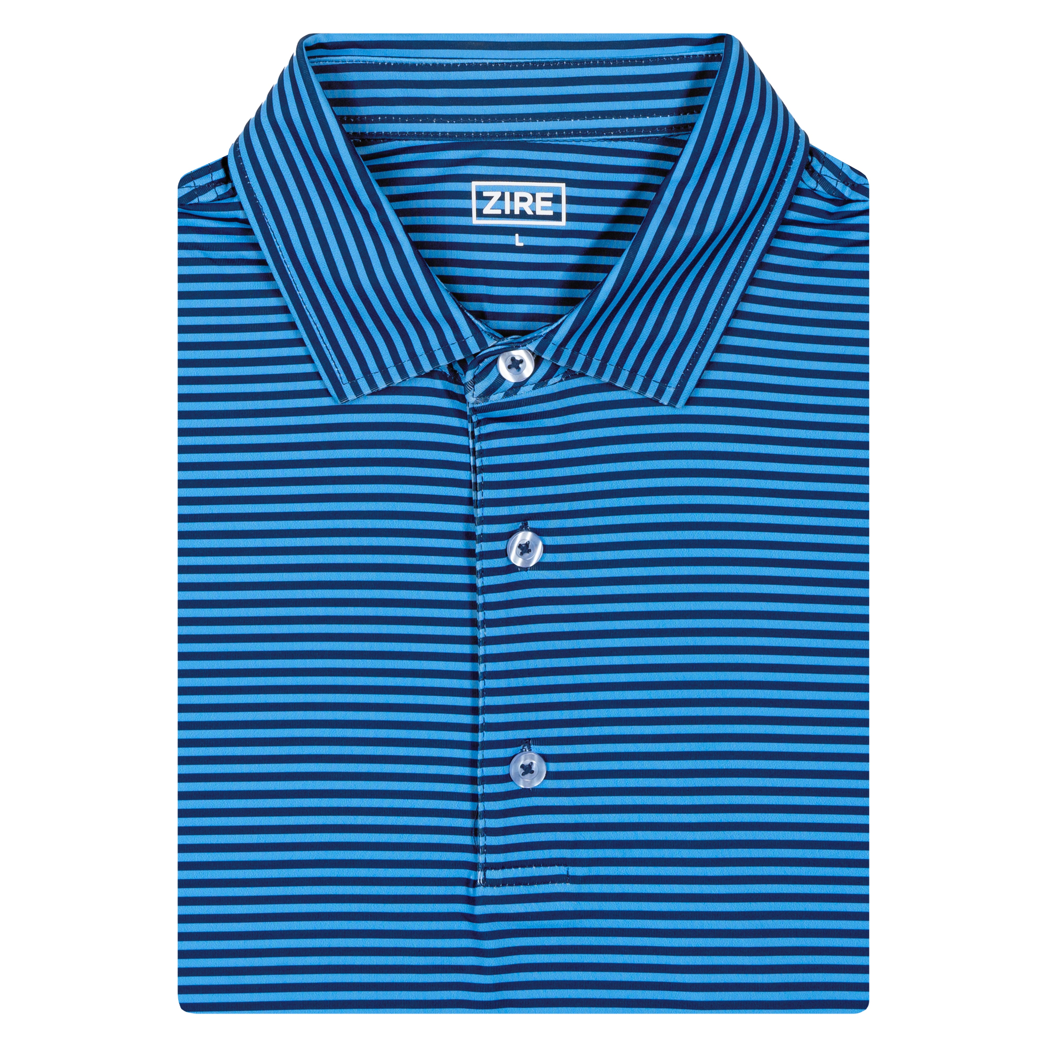 THE BLUE & NAVY STRIPE PERFORMANCE POLO – ZIRE GOLF