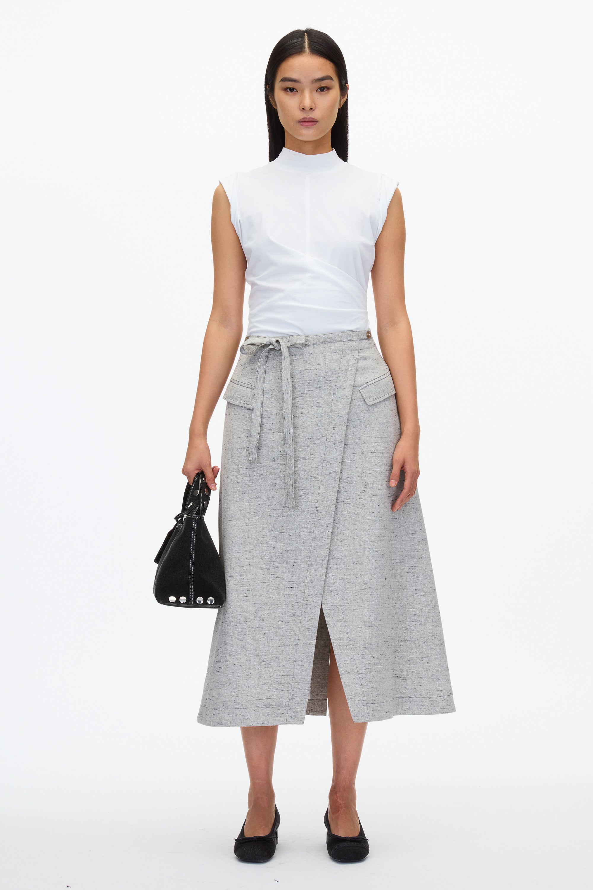Faux Wrap Skirt with Tie Waist | Phillip Lim Tie-Wrap Midi Skirt