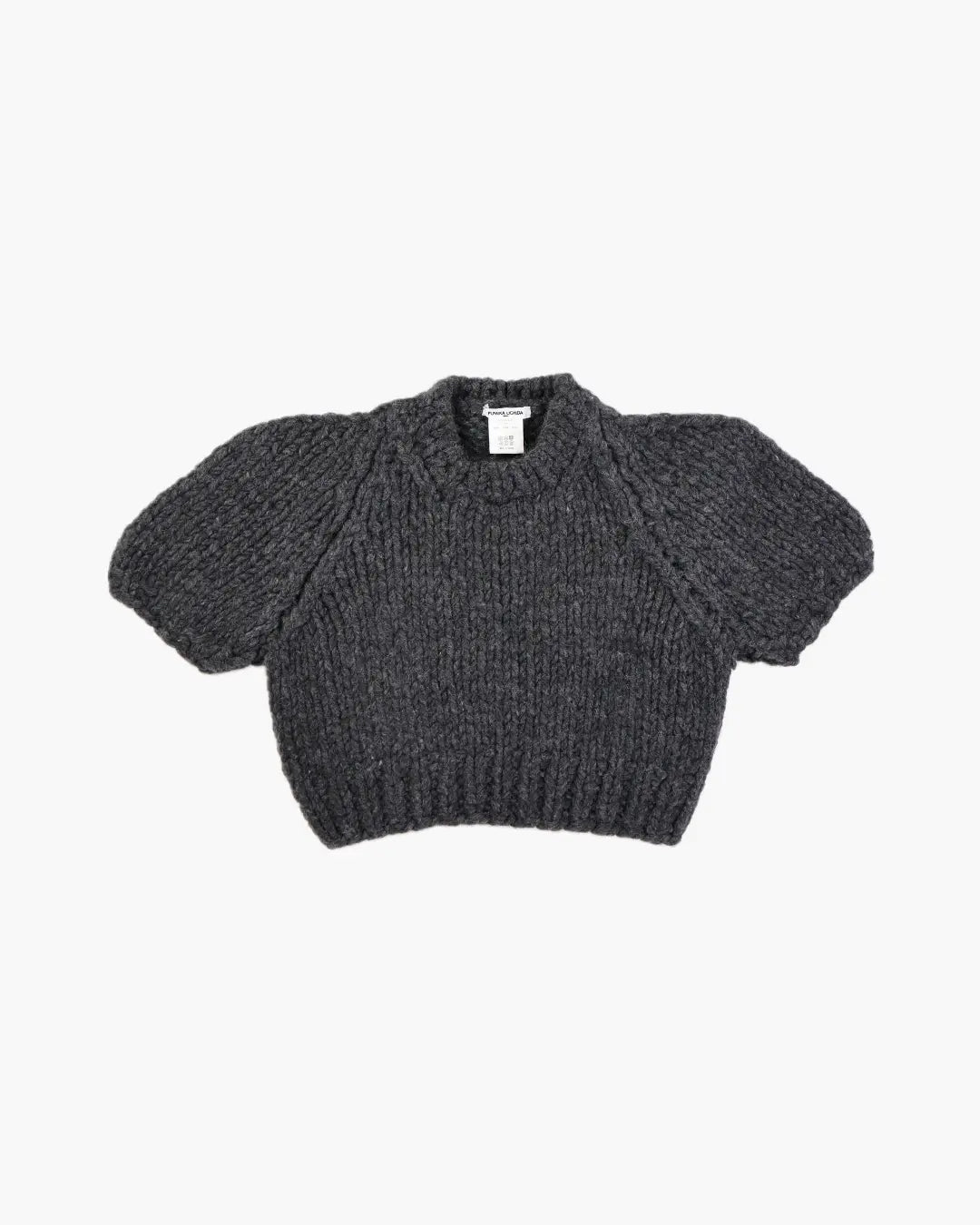 FUMIKA UCHIDA / HAND KNITTED SHORT SLEEVE SWEATER / CHARCOAL – 601