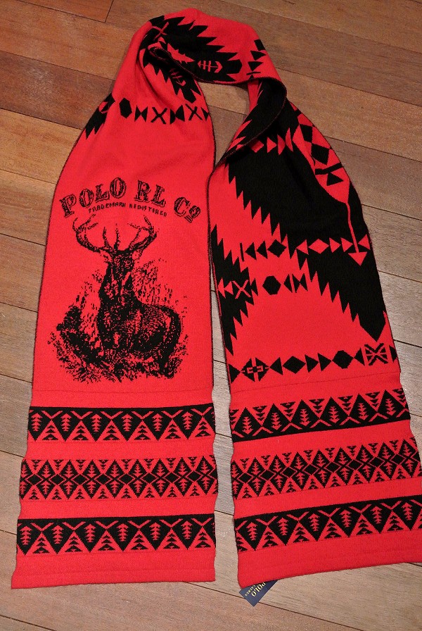 ポロラルフローレン ネイティブ柄マフラー＆ニットキャップ、ペン