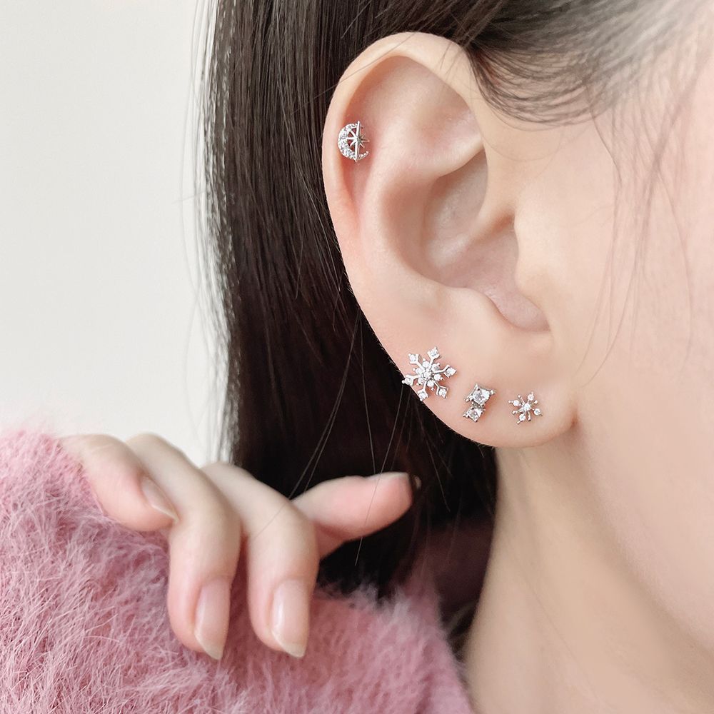 4個SET][サージカル]スノーウィンター 冬色 きらめきピアスセット