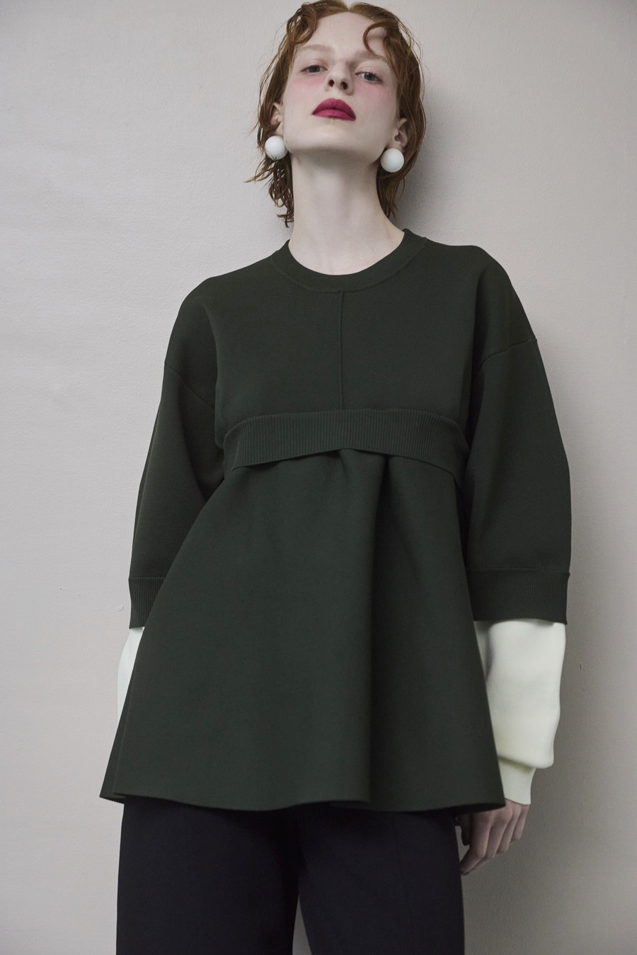 OMMO ONLINE STORE / LAYERED FLARE KNIT TOP