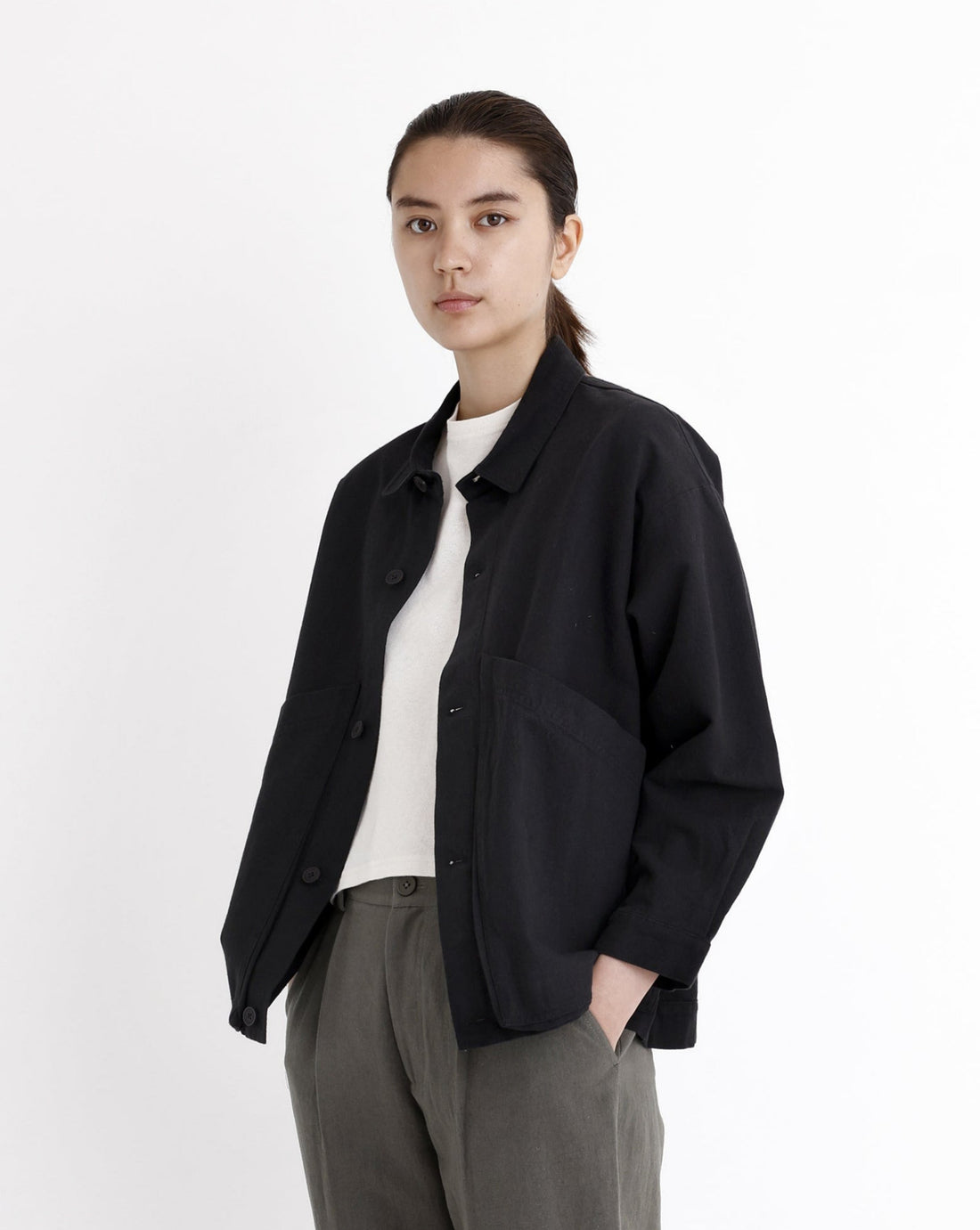 Signature Panel Pockets Shirt Jacket - Black – 7115 by Szeki