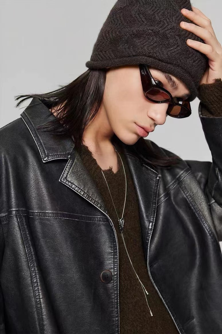 Simple Project Retro PU Leather Jacket – 96Dragon Studio