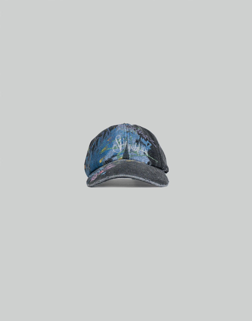SANKUANZ BUMPY GRAFFITI PRINT DENIM BASEBALL CAP – 082plus