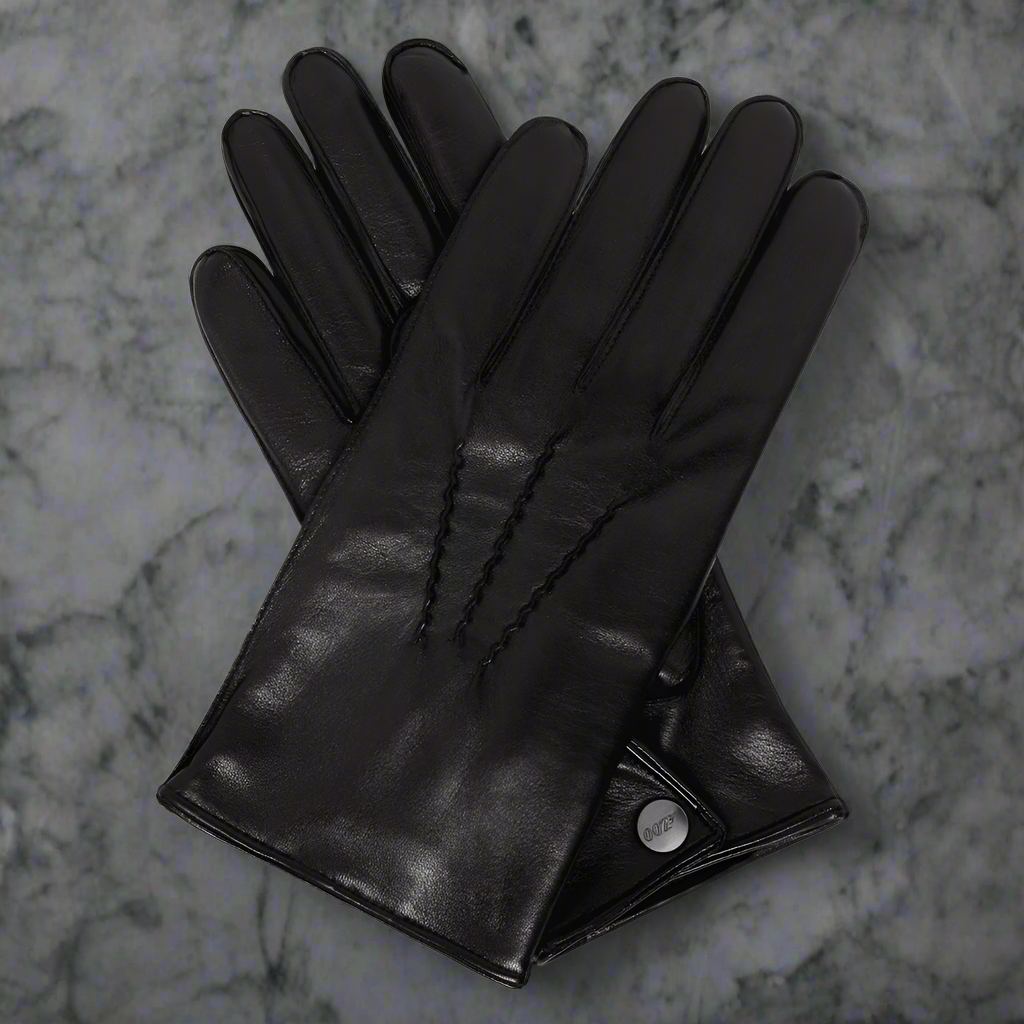 James Bond Cashmere-lined Black Leather Gloves l James Bond 007Store