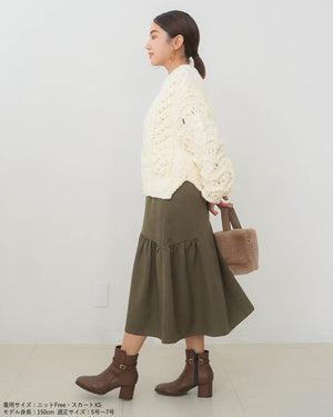 147_ichi_yon_nana】アシンメトリーギャザースカート｜小柄女性向け