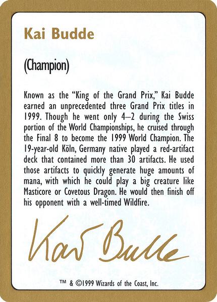 1999 Kai Budde Biography Card - World Championship Decks - Magic