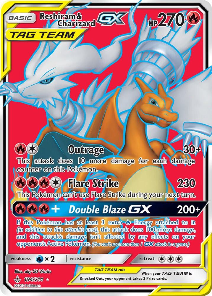 Reshiram & Charizard GX (Full Art) - SM - Unbroken Bonds - Pokemon