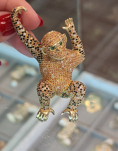 Yellow Gold Monkey Pendant with CZs – TAMAYO GOLD LLC
