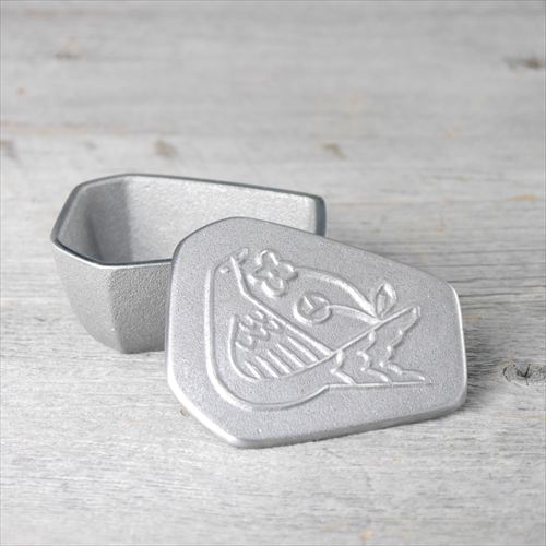 富山/高岡銅器/高辻製作所小箱-鳥/アルミナム/アルミ製/W8×D7×3.5×H3.5