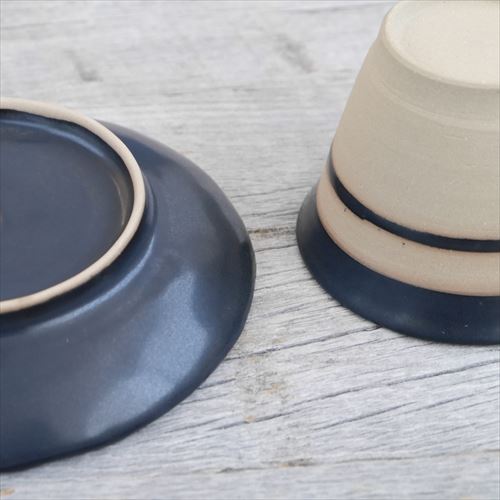 二本松萬古焼/井上窯/カップ＆ソーサー/黒/Φ8.3 X H6、φ12.5 X H2.4