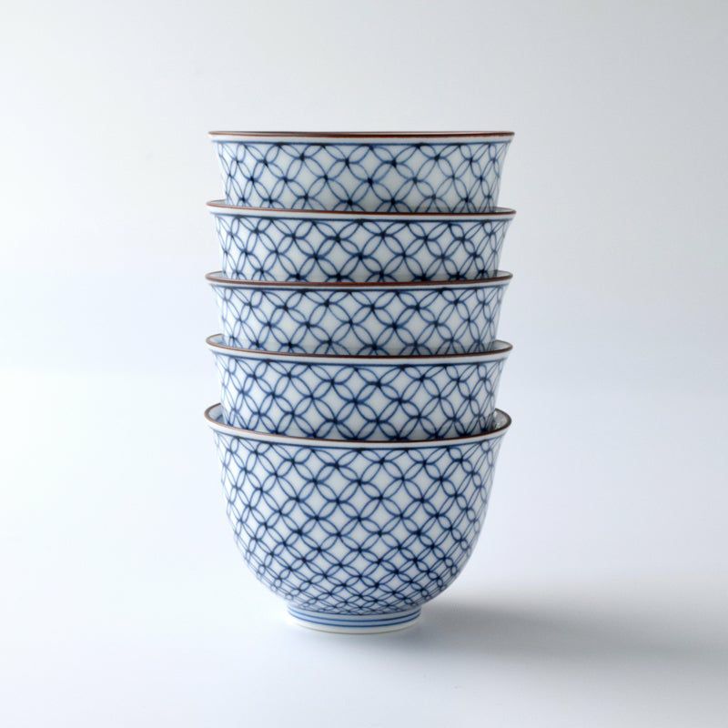 シリーズ以外・その他 染付七宝文 お茶呑茶碗（桐箱入）〈5個〉 波佐見