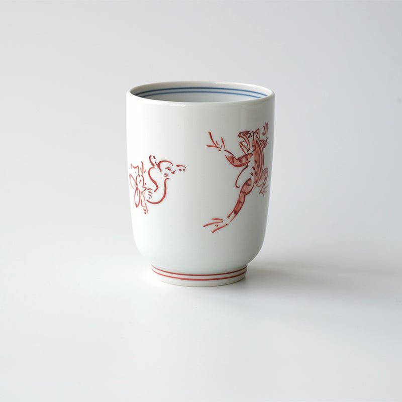 鳥獣戯画（ちょうじゅうぎが） 鳥獣戯画 湯呑 赤絵〈1個〉 京焼