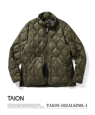 ミリタリー ハイネックWジップ ダウンジャケット-ソフトシェル – TAION
