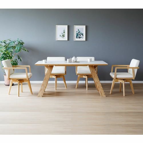 セラミック天板 150cm ダイニング5点セット ローゼタ /LBR-WH【モード