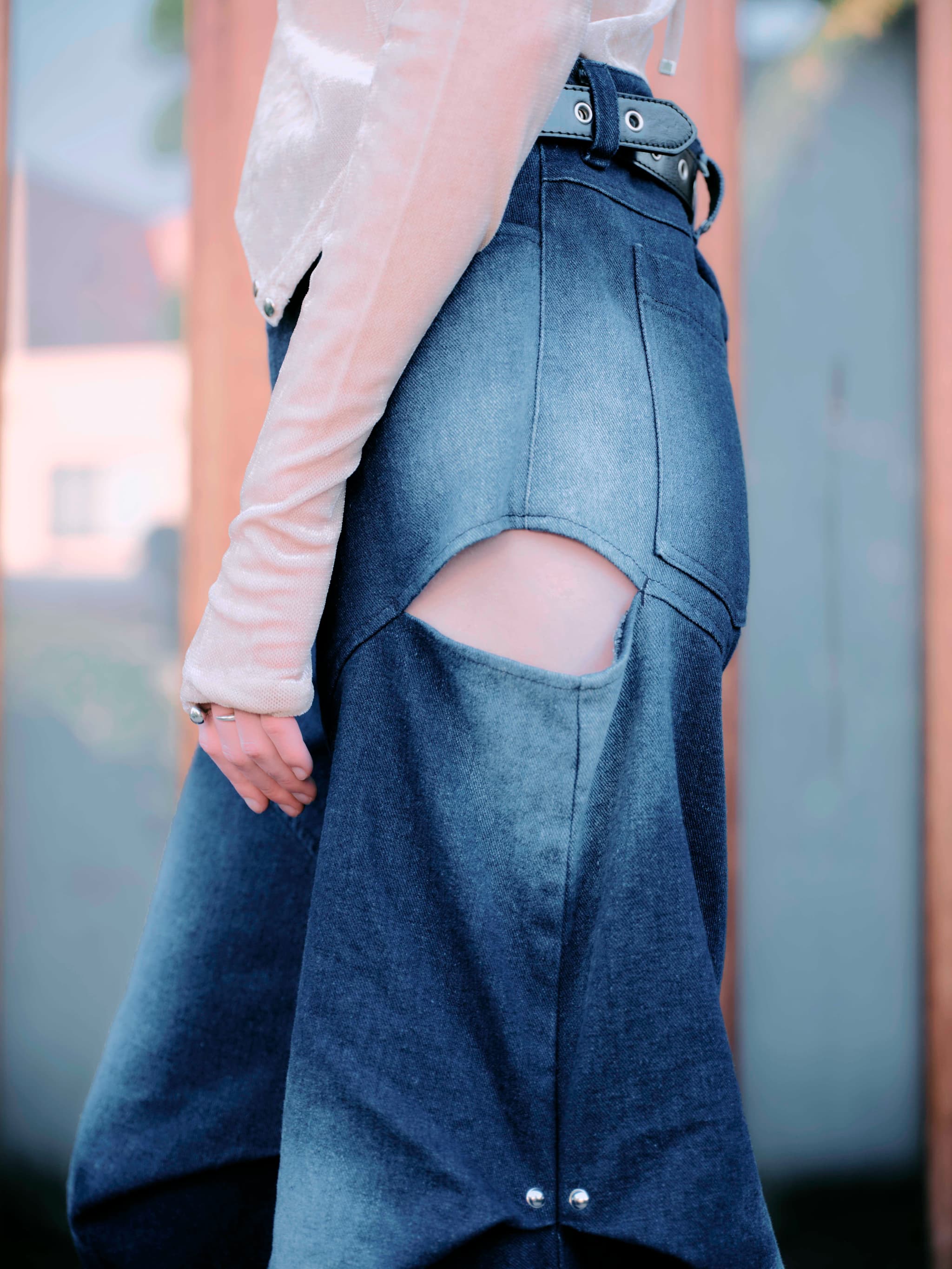 TUCK DESIGN DENIM PANTS-BLUE – TAJEN:T