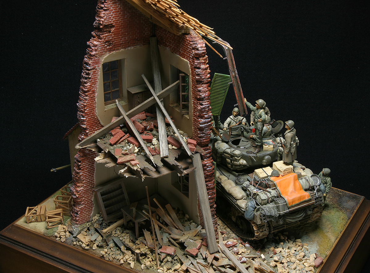 M4A3(76)Wシャーマン戦車ジオラマ,1/35ドラゴン6325,サンドバッグ