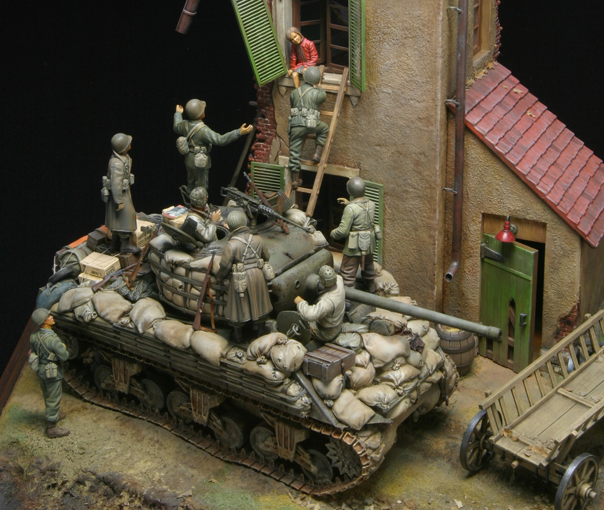M4A3(76)Wシャーマン戦車ジオラマ,1/35ドラゴン6325,サンドバッグ
