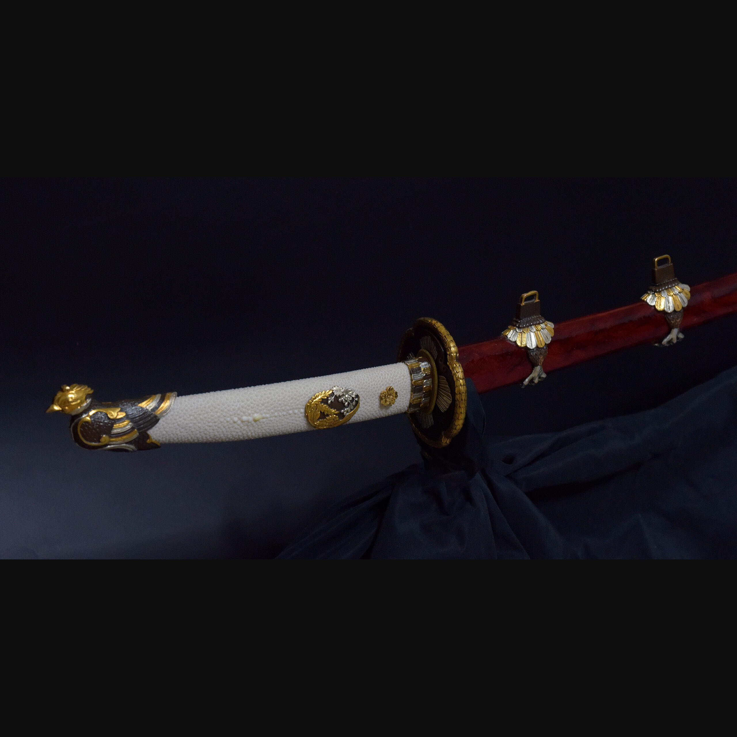 代赭紅溜鳳凰小太刀 金工刀装具 フェニックス朱雀火の鳥 刀剣 日本刀