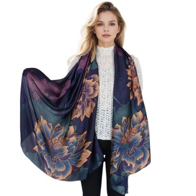 Anna-Kaci Women's Luxury Floral Pattern Satin Scarf Lightweight