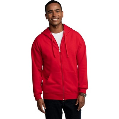 Fruit Of The Loom Mens Eversoft Fleece Full Zip Hoodie, L, Red
