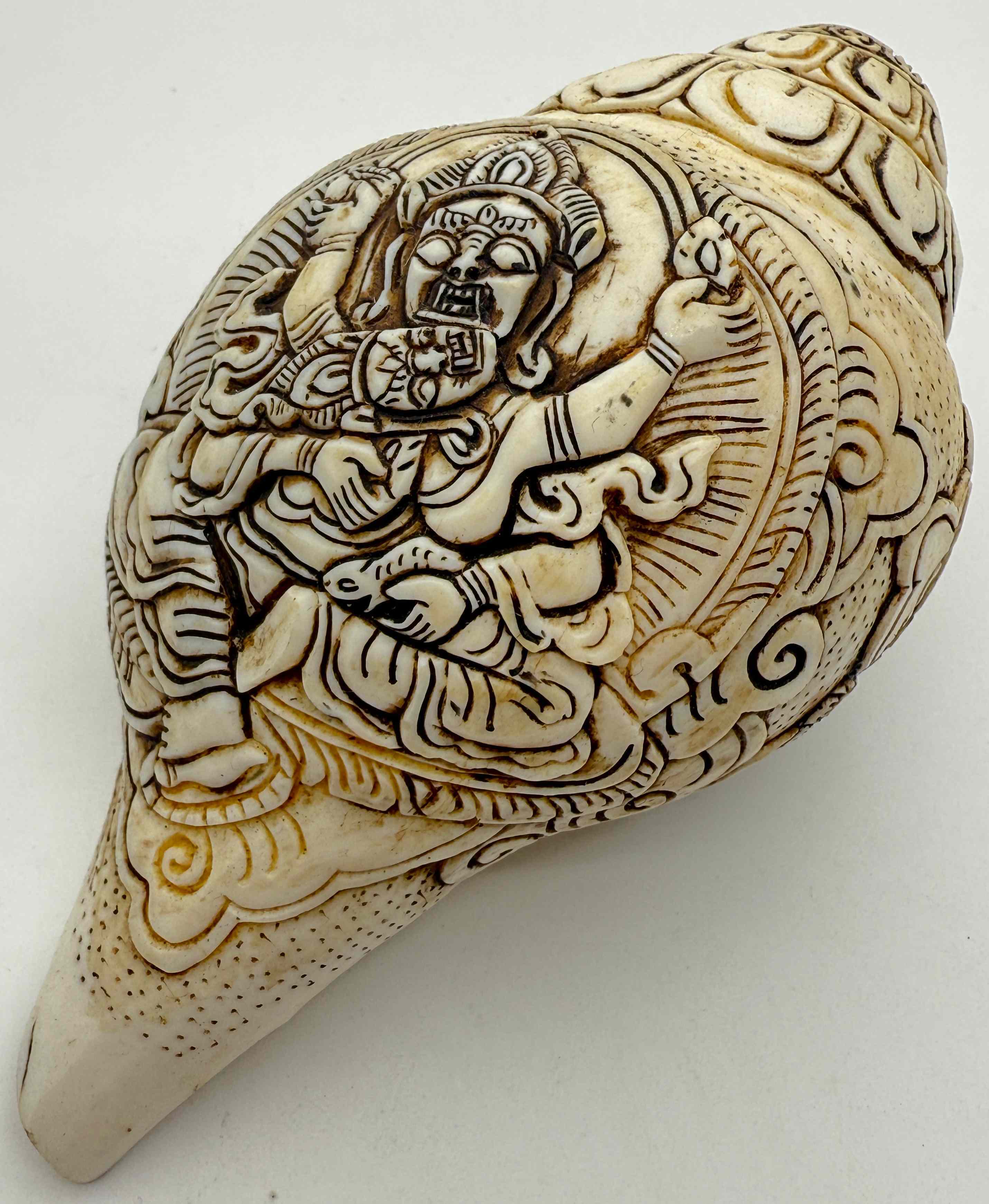 ◇チベット密教法具 法螺貝（シャンカ）クベーラ（毘沙門天