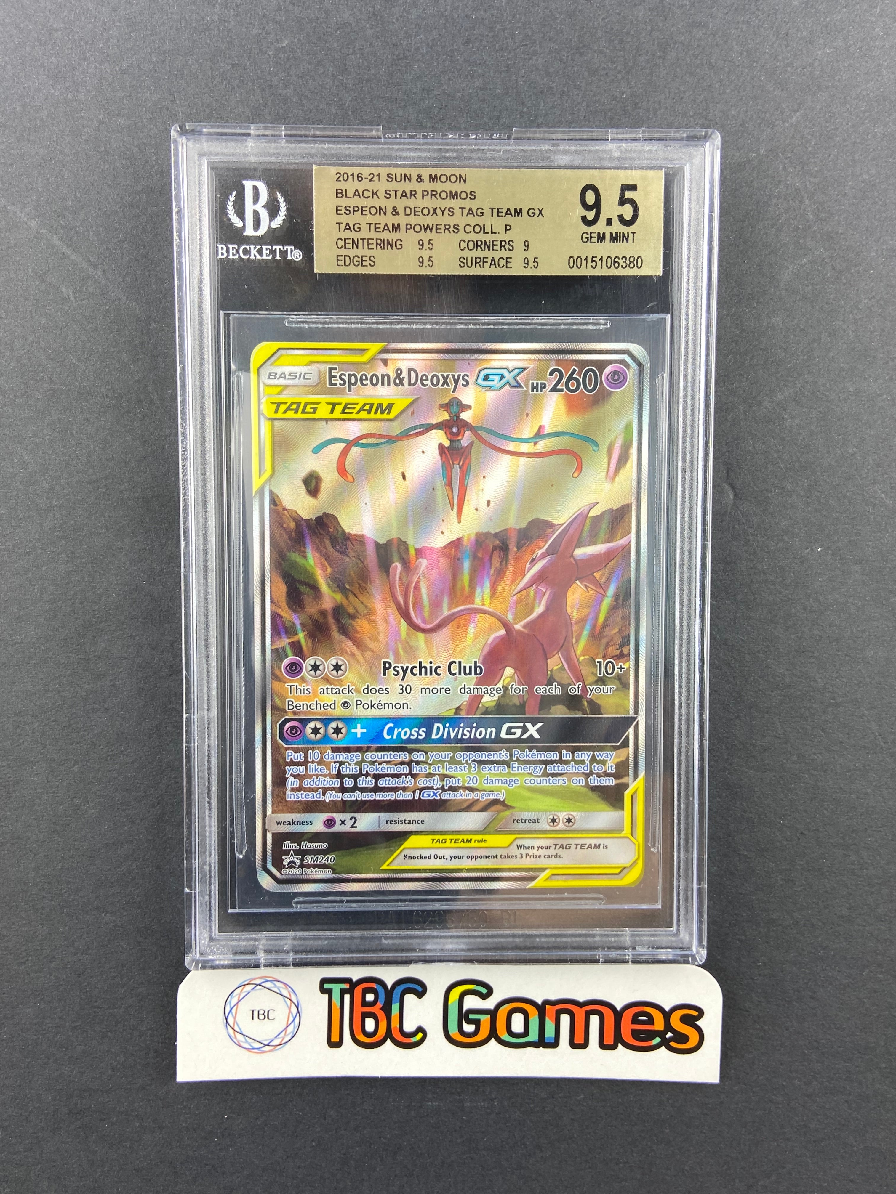Espeon & Deoxys GX SM240 BGS 9.5 – TBC Games
