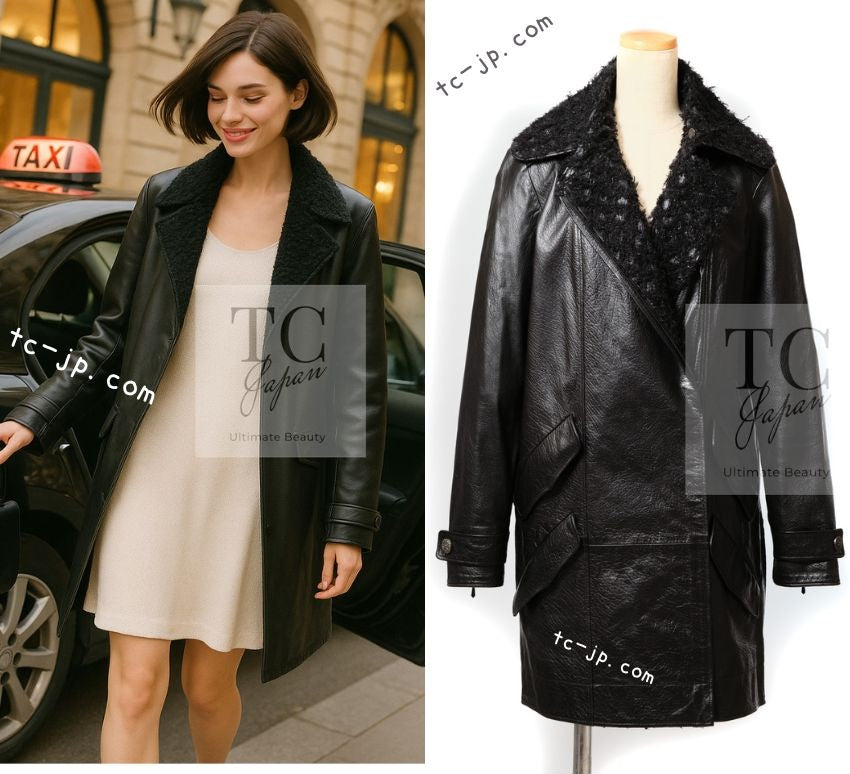 シャネル ジャケット コート CHANEL ブラック モーターサイクル