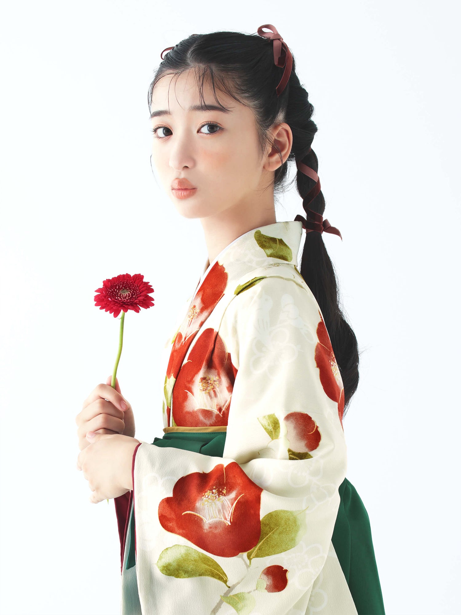 C0001 梅椿 / 赤 | 卒業式小学生袴レンタル | tententen – tententen