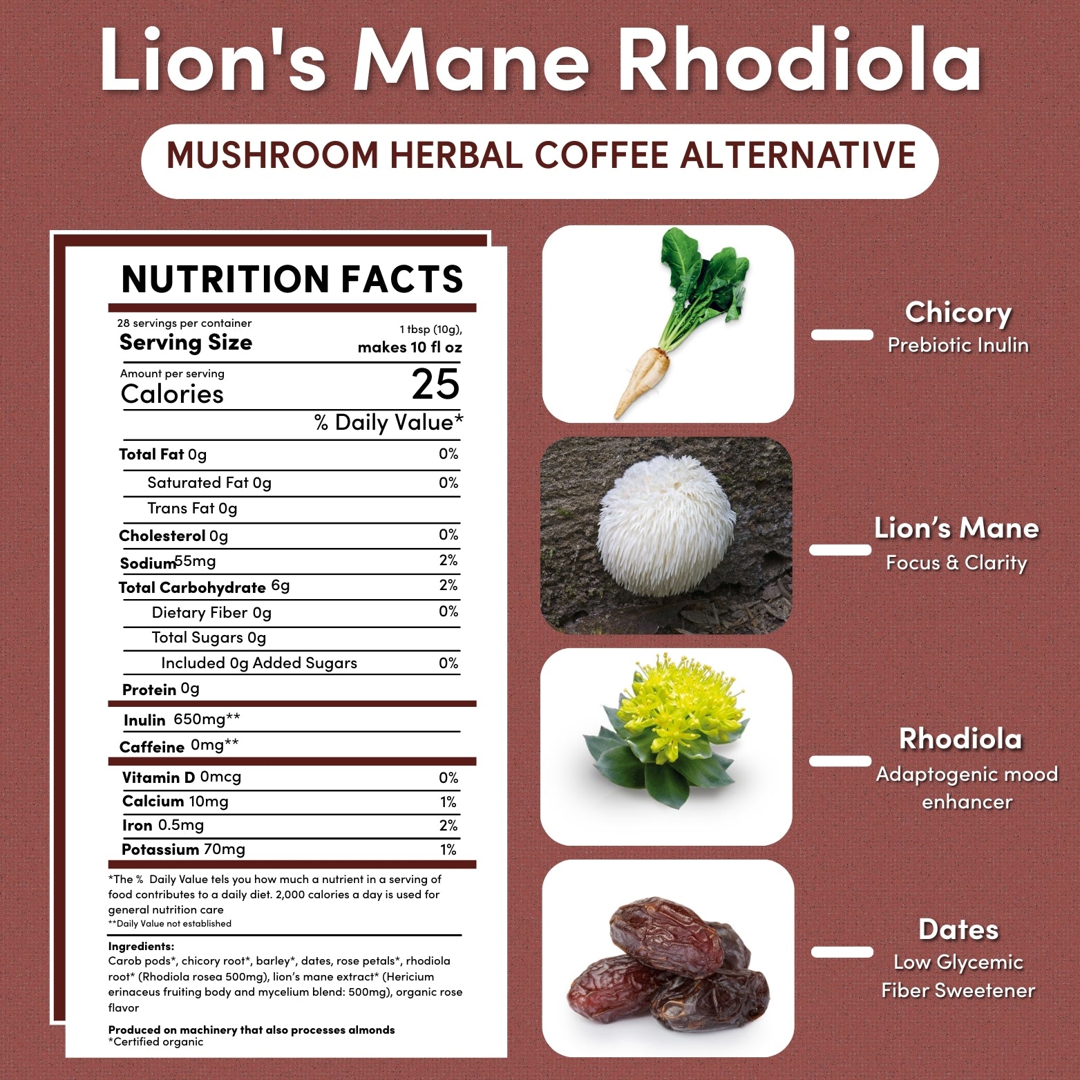 Lion's Mane Rhodiola Rose Mushroom Coffee – Teeccino