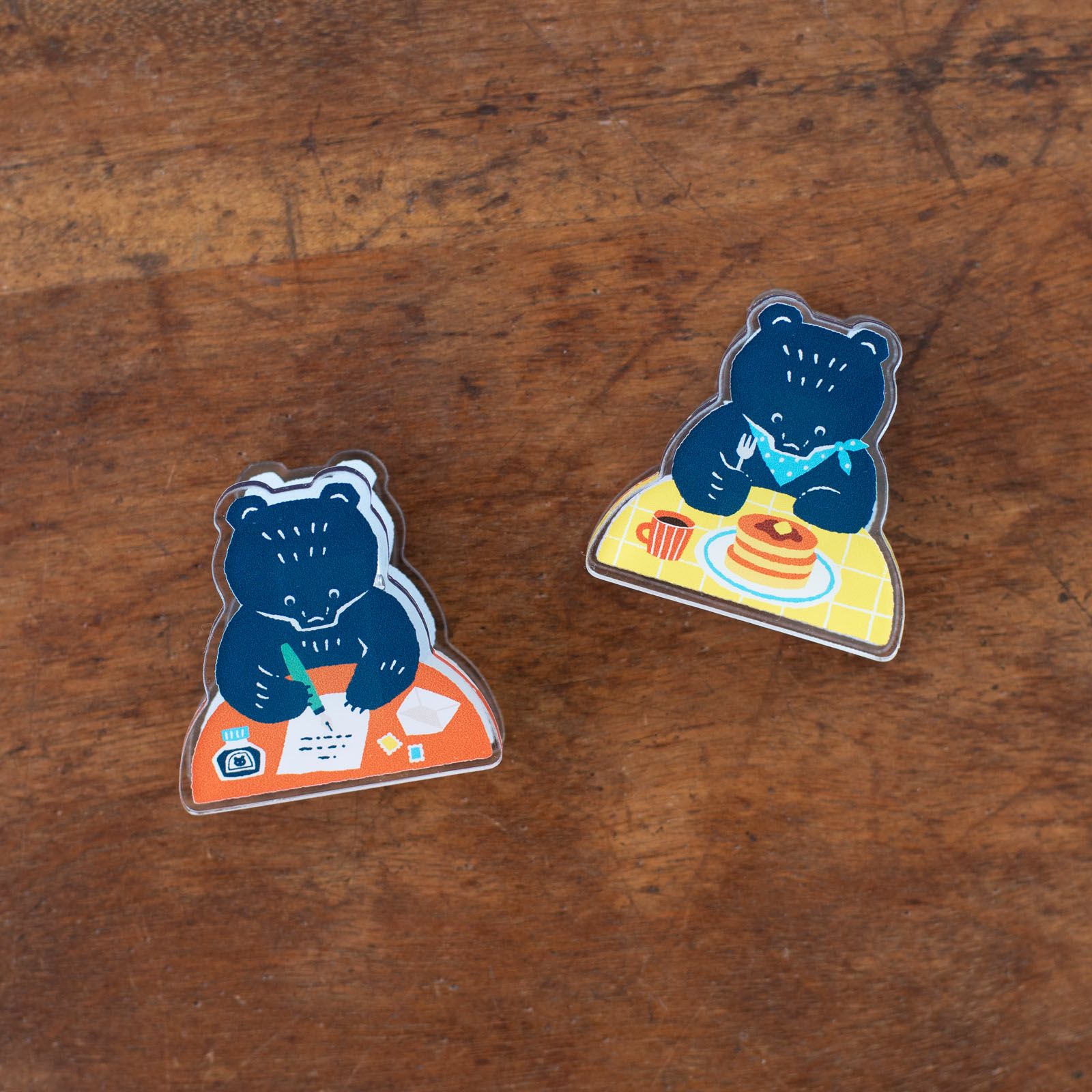 手紙社｜Mokuji・リバーシブルアクリルクリップ「クマのおやつとお