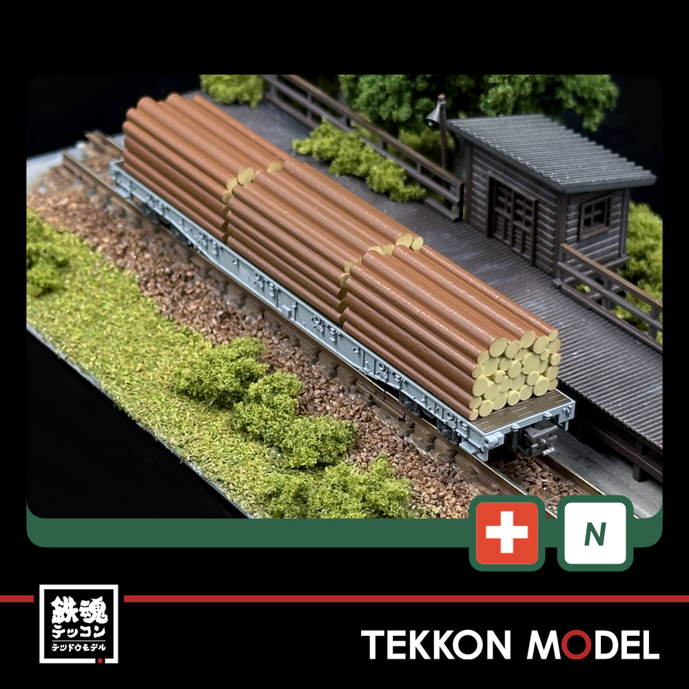 Nｹﾞｰｼﾞ KATO 10-1891 ﾚｰﾃｨｯｼｭ鉄道 長物車 R-w(丸太積載) 4両ｾｯﾄ - 鉄魂模型