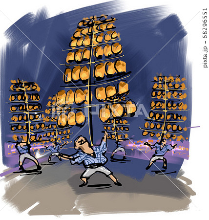 秋田の竿灯祭り のイラスト素材 [68296551] - PIXTA
