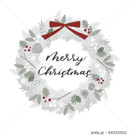 白銀の森のクリスマスリース メリークリスマスのイラスト素材
