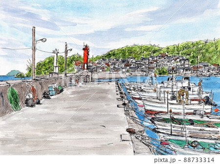 萩の港のイラスト素材 [88733314] - PIXTA