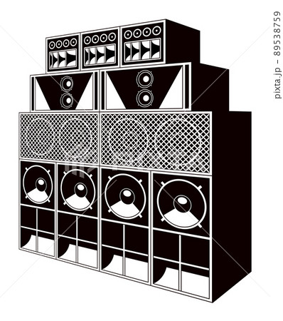 スピーカーが並んだレゲエサウンドシステム（ポップタッチ）のイラスト