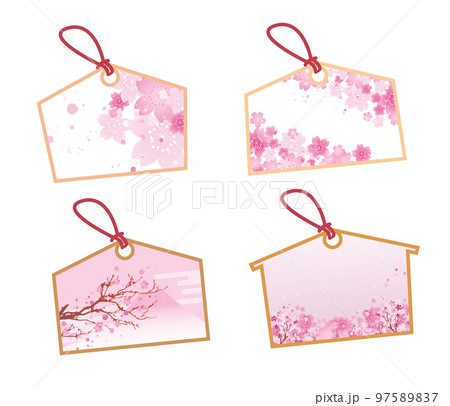 桜 春 和風 絵馬のイラスト素材 [97589837] - PIXTA