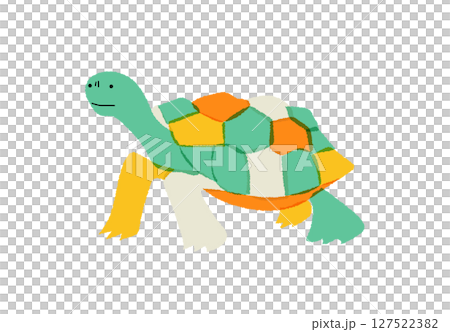 カラフルな甲羅のかわいいカメのイラスト｜カメ,カラフル,動物,爬虫類