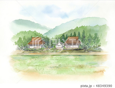 風景画 水彩画 風景 里山のイラスト素材 - PIXTA