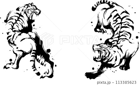 水墨画 虎のイラスト素材 - PIXTA