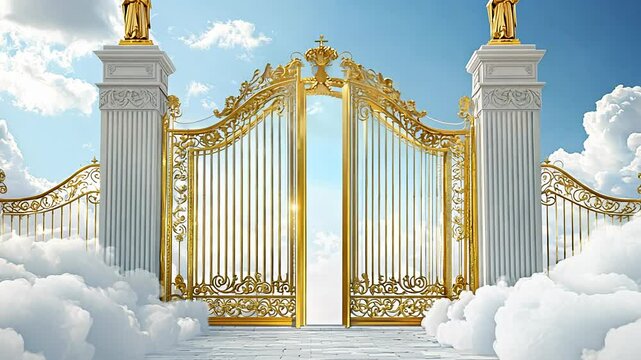 4k video of Pearly Gates opening in Heaven. Stock Video | Adobe Stock