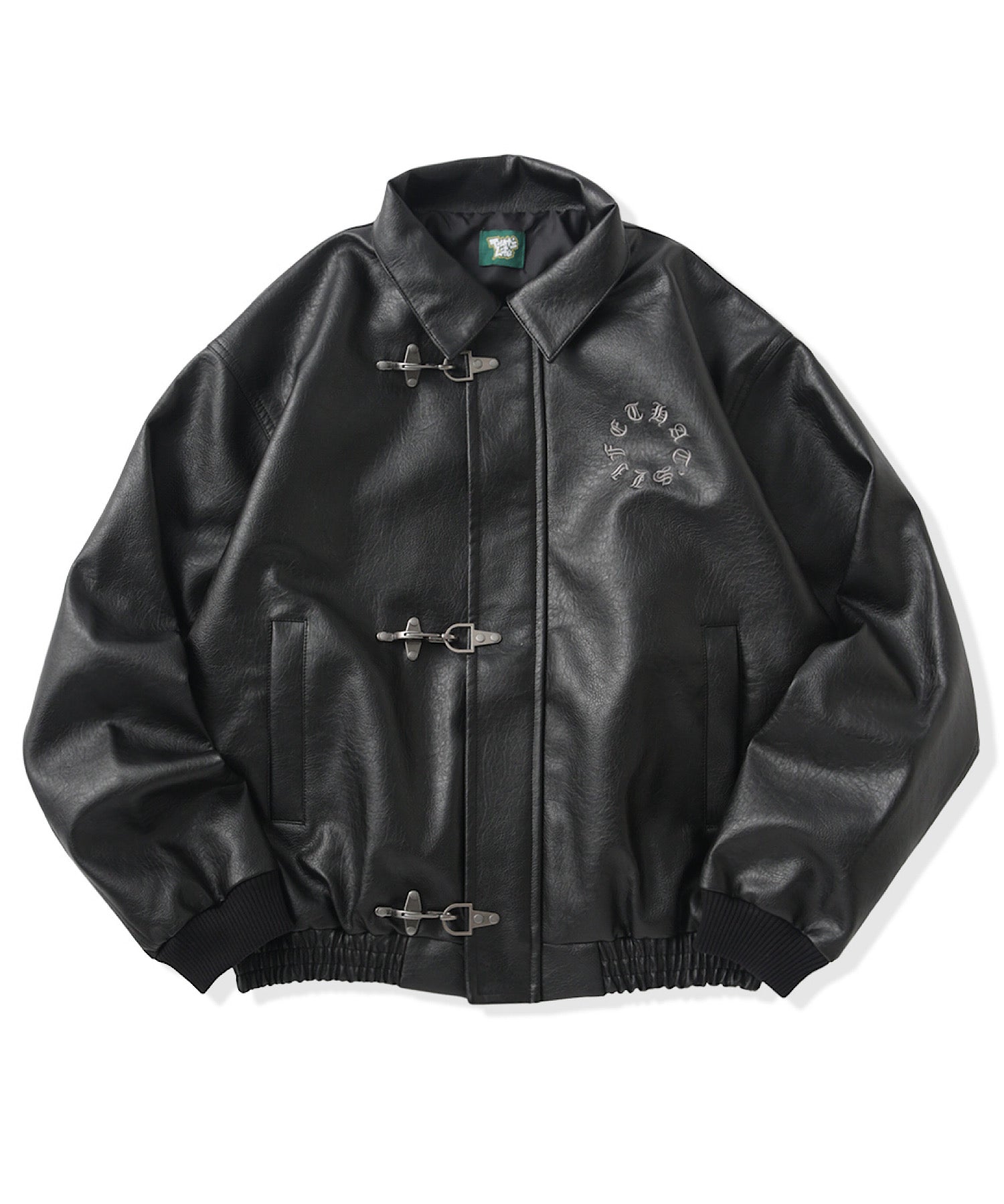 Faux Leather Circle logo Fireman Jacket – That's life online store