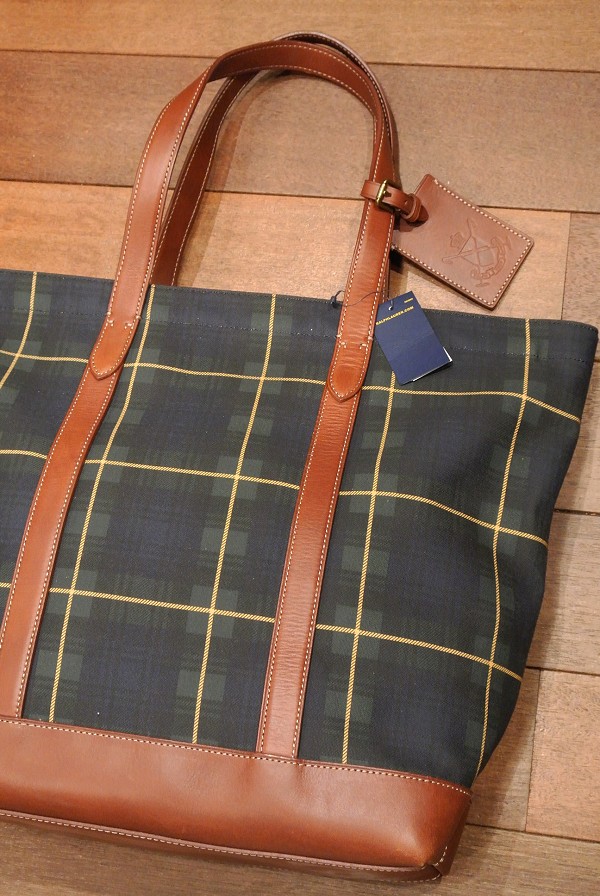 ポロラルフローレン レザー×コットン タータンチェック トートバッグ - 7th