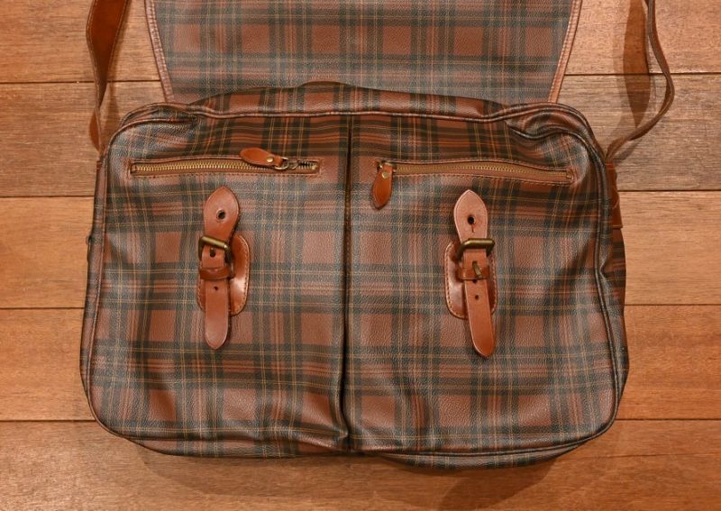 USED 90s ポロラルフローレン PVC×レザー タータンチェック柄の大きめ