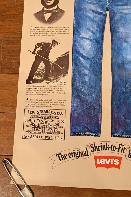 90年代 LEVI'S リーバイス 501 ジェームス ディーン 額付 ポスター 90