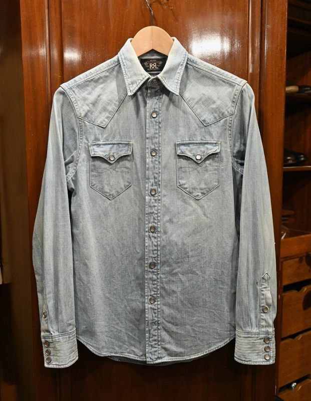 USED) RRL ラルフローレン デニム ウェスタンシャツ コンチョボタン