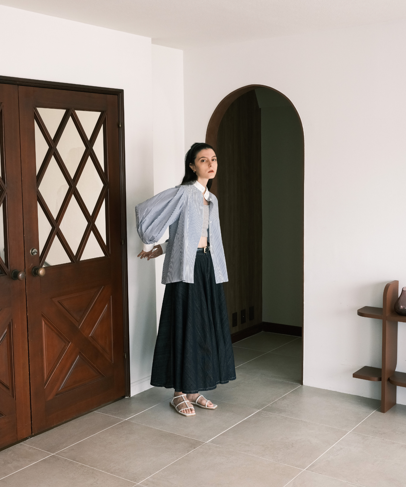 ≪通常販売≫stand collar cleric shirt（スタンドカラークレリック