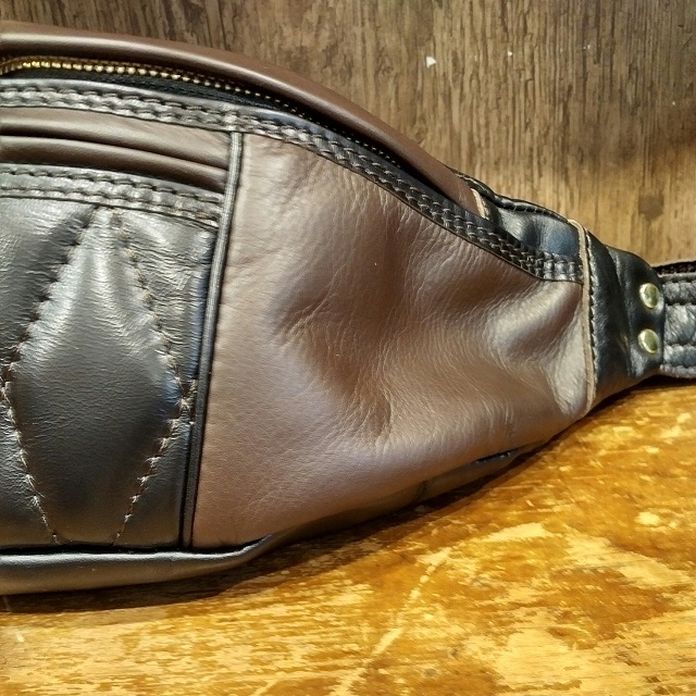 ウエストライド レザー ライディング ウエストバッグ コンビカラー